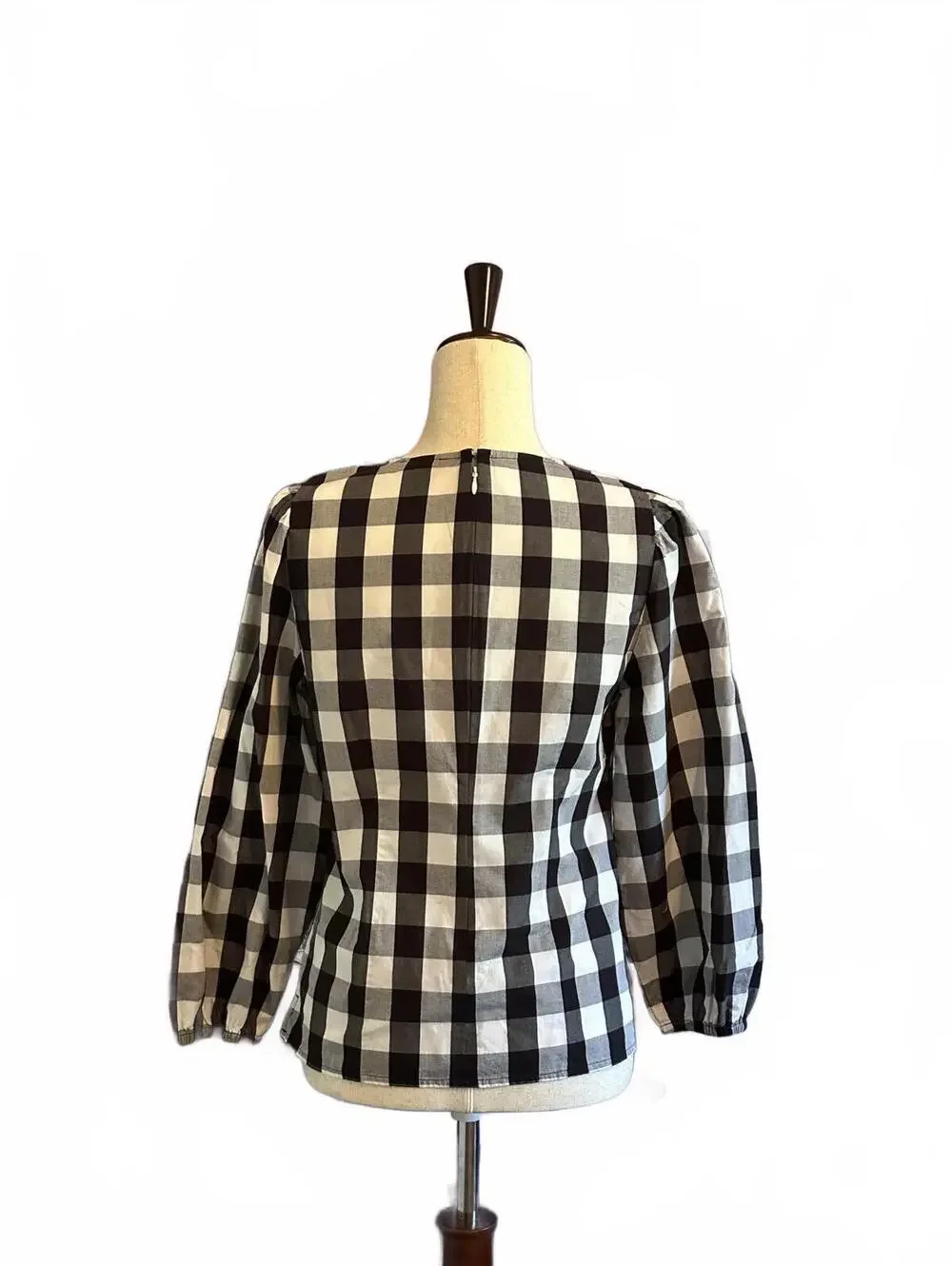J.Crew Black and White Checkered Long Sleeve Blouse, Size 4